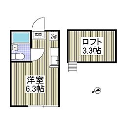 キャピタル八柱 ワンルームの間取図画像