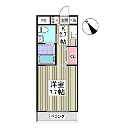 パンテオン 1Kの間取図画像