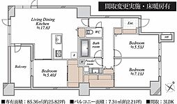 アトラスタワー向ヶ丘遊園 3LDKの間取図画像