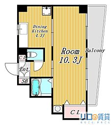 大拓ハイツ6 ワンルームの間取図画像