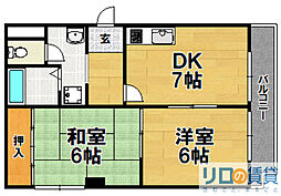 野本ビル 2DKの間取図画像