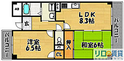 エトワール上新庄 2LDKの間取図画像