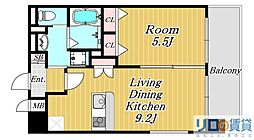 Luxe新大阪2 1DKの間取図画像
