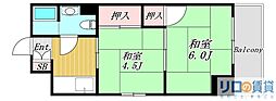 新大阪第一ダイヤモンドマンション 2Kの間取図画像