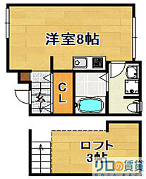 シャイン下新庄 2階ワンルームの間取り