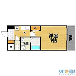 ローズコーポ西中島 10階1Kの間取り