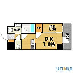 バウスフラッツ新大阪 1DKの間取図画像
