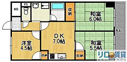 ラヴィータ豊里 3DKの間取図画像