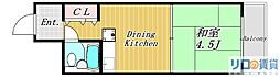 シャンボール第3新大阪 1DKの間取図画像