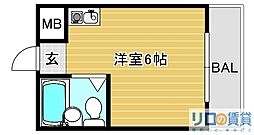 ジオナ柴島2 ワンルームの間取図画像