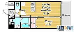 プレサンス新大阪ザ・シティ 1LDKの間取図画像