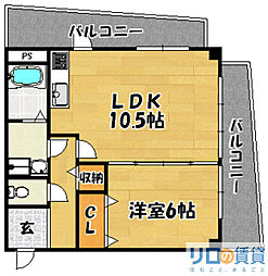 キャニスコート上新庄 1LDKの間取図画像