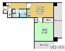 朝日プラザ新大阪 1LDKの間取図画像