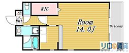 グランシャルマン新大阪 1Kの間取図画像