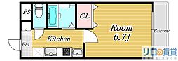 フローライト新大阪 1Kの間取図画像