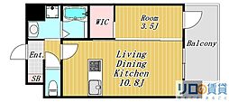 Alivis三国本町 1LDKの間取図画像
