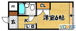 サンハイツ北館 1Kの間取図画像