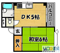 ハイマート豊新 1DKの間取図画像