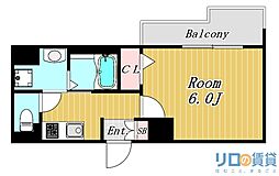 ディームス新大阪 1Kの間取図画像