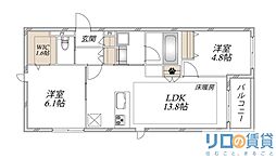 (仮称)北区本庄西2丁目へーベルメゾン 2LDKの間取図画像