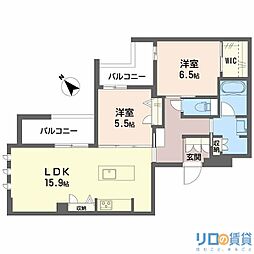 オルキデア クオーレ 2LDKの間取図画像
