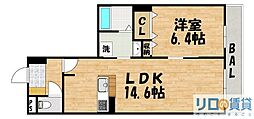 ルミエールA棟 1LDKの間取図画像