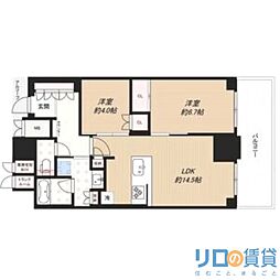 ジオタワー大阪十三 2LDKの間取図画像