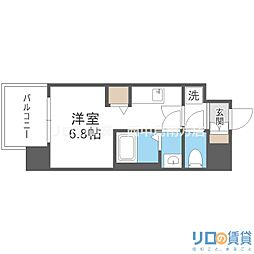 セレニテ十三ミラク ワンルームの間取図画像