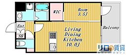 Alivis三国本町 1LDKの間取図画像