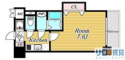 Luxe新大阪4 1Kの間取図画像