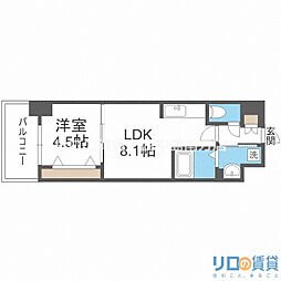 グランルクレ新大阪 1LDKの間取図画像