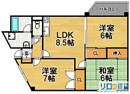 グランドスケープ上新庄 3LDKの間取図画像