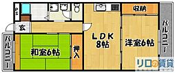 ハマハイツ 2LDKの間取図画像