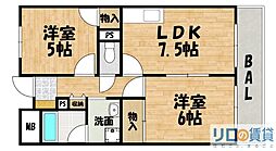 久光マンション 2LDKの間取図画像