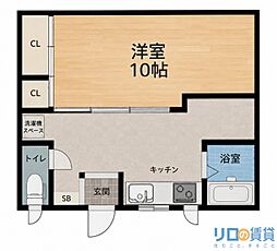 豊里マンションB 1Kの間取図画像