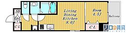 LaCASA新北野2 1LDKの間取図画像