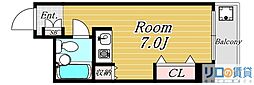 レバンガAP新大阪イースト ワンルームの間取図画像