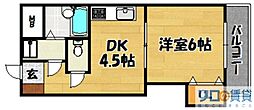 グランビジュー 1DKの間取図画像