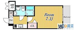 エグゼ新大阪南 1Kの間取図画像