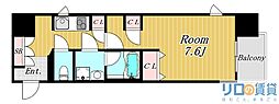 グレンパーク新大阪2 1Kの間取図画像