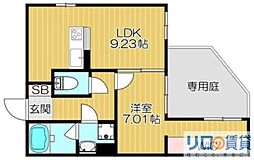 GRANDSTEADY西中島 1LDKの間取図画像