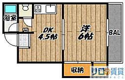 岡本駅前マンション 1DKの間取図画像