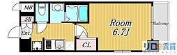 エステムコート新大阪14アイシー 1Kの間取図画像