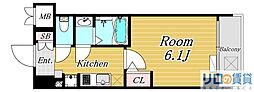 Mv.imp新大阪 1Kの間取図画像