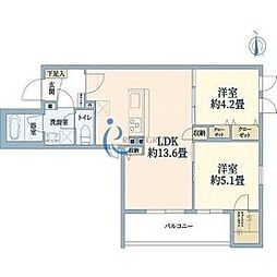 ウェルスクエア山坂 2LDKの間取図画像