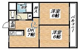 リベラルパレス平野 2DKの間取図画像