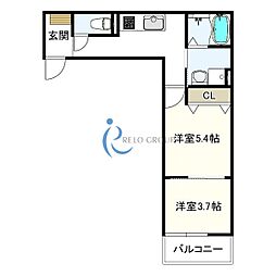 ヴェルメゾン加美東 2Kの間取図画像