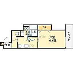 西今川共同住宅 1Kの間取図画像
