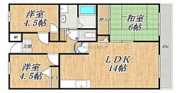 シティハイム平成 3LDKの間取図画像