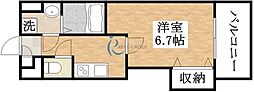 Luxe田辺 1Kの間取図画像